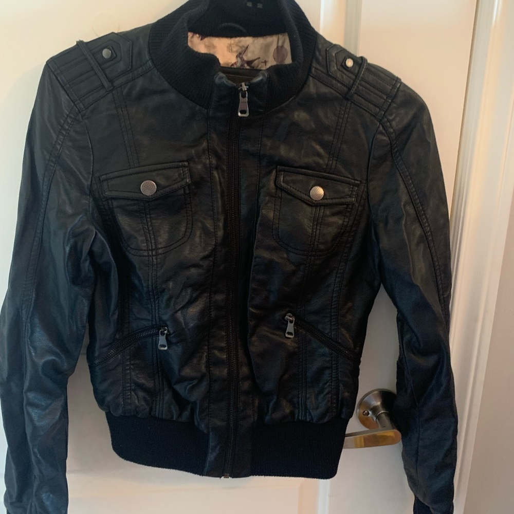Faux leather biker jacket. Size small